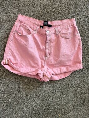 BDG Light Pink Rolled-Hem Denim Shorts